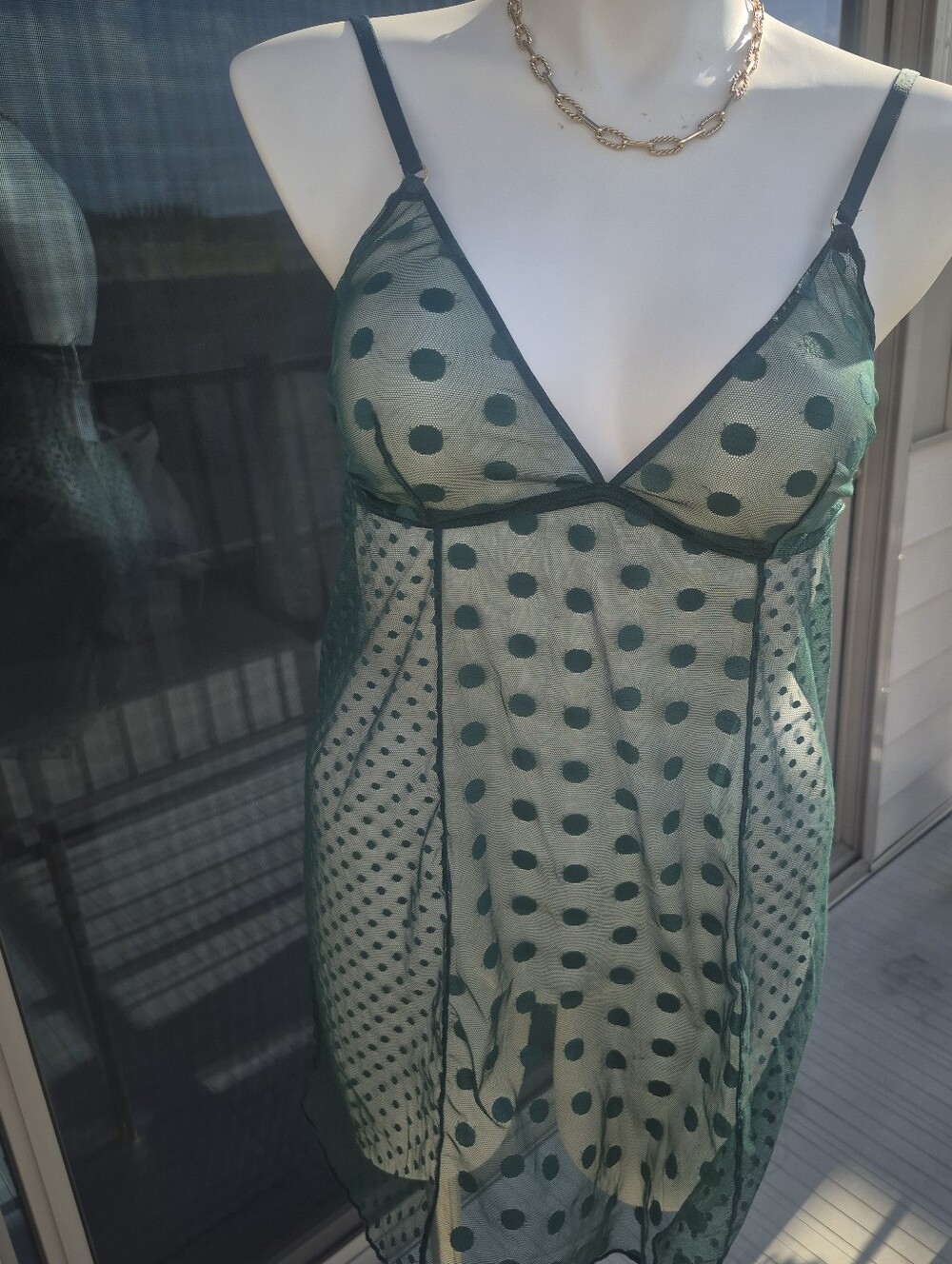 Adore Me Sheer Green Polka Dot Babydoll Slip